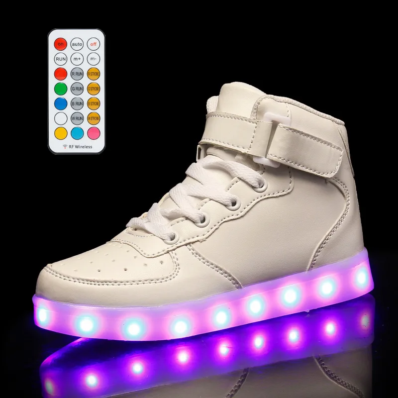 Zapatos con luz LED para niños, calzado con Velcro, carga USB, para niños pequeños y grandes