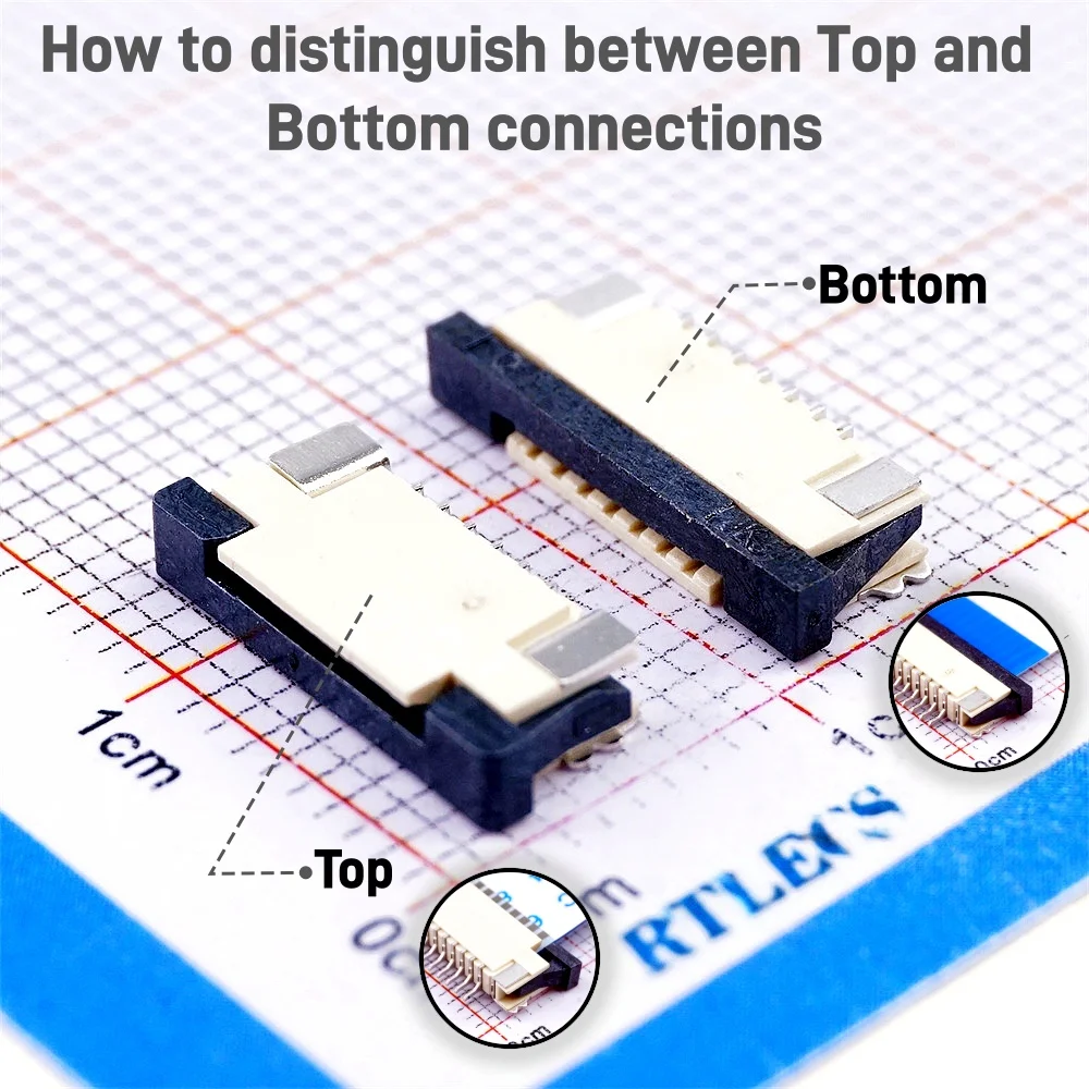 5Pcs FPC Connector 1.0 mm Pitch 4 5 6 7 8 9 10 11 12 14 15 16 20 25 26 28 30 34 36 40 Pin Bottom Under Top Contact SMD / SMT ZIF