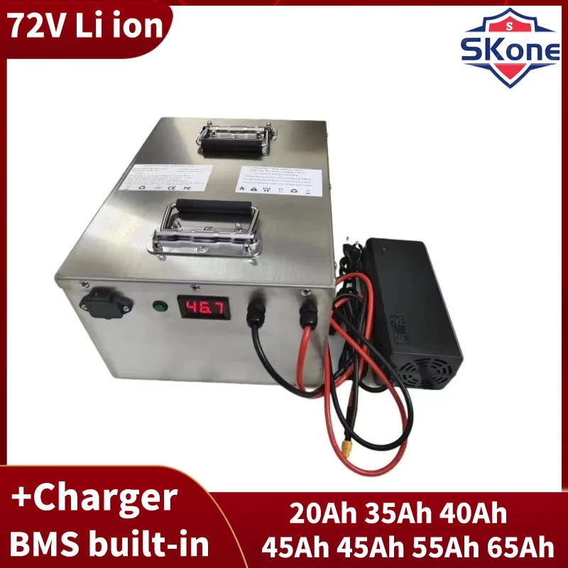 

SKone 72V 20Ah 35ah 40Ah 45ah 55ah 65ah Lithium Ion Battery with BMS for Three-Wheeled Vehicle Scooter Electric Bike+5A Charger