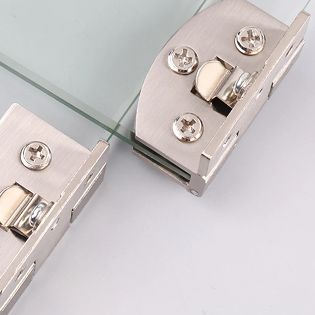 

2pcs Glass Cabinet Wine Cooler Clamp Non-Perforated Hinge Zinc Alloy Display Gate Hardware Accessories No Drilling Easy Install