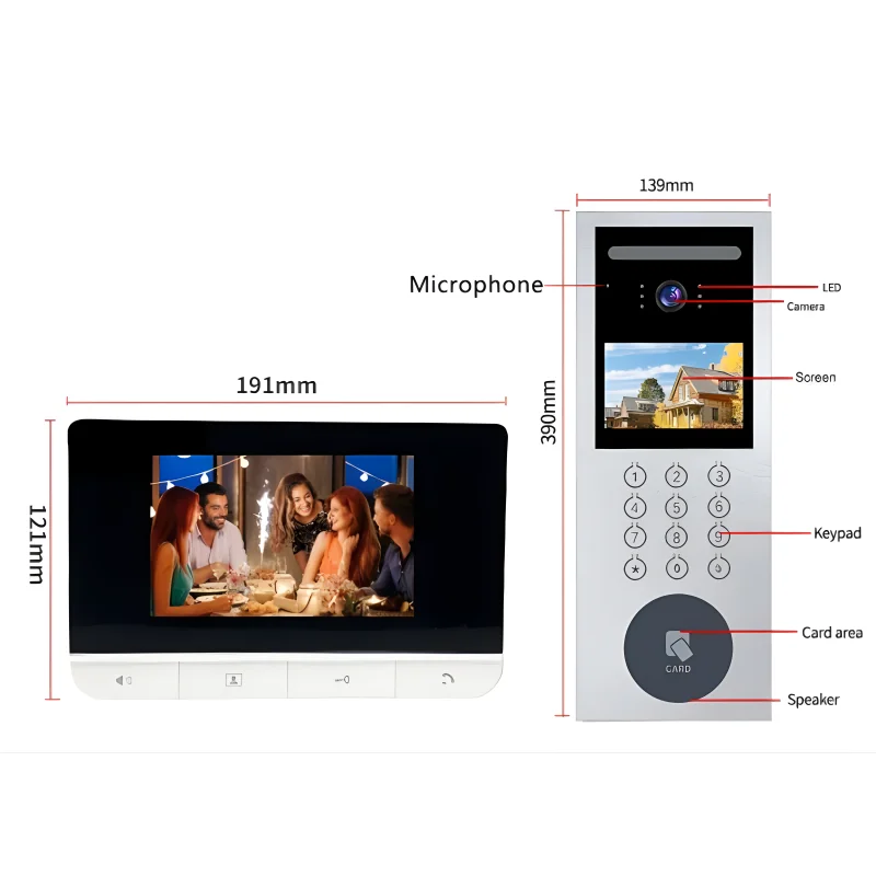 Intercomunicador con pantalla LCD de 4,3 pulgadas, sistema de intercomunicación para apartamento, con funda de Metal, resistente al agua, timbre de acceso RFID para exteriores