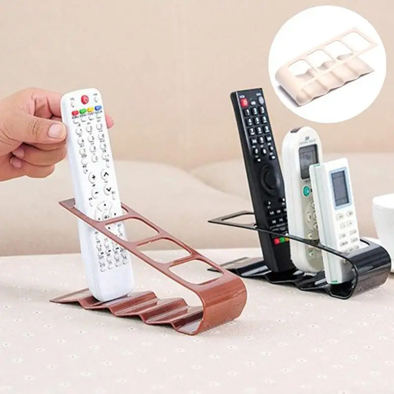 Desktop Bracket TV DVD VCR Remote Control Organizer 4 Grids Frame Storage Rack Mobile Phone Holder Stand Plastic Case Shelf