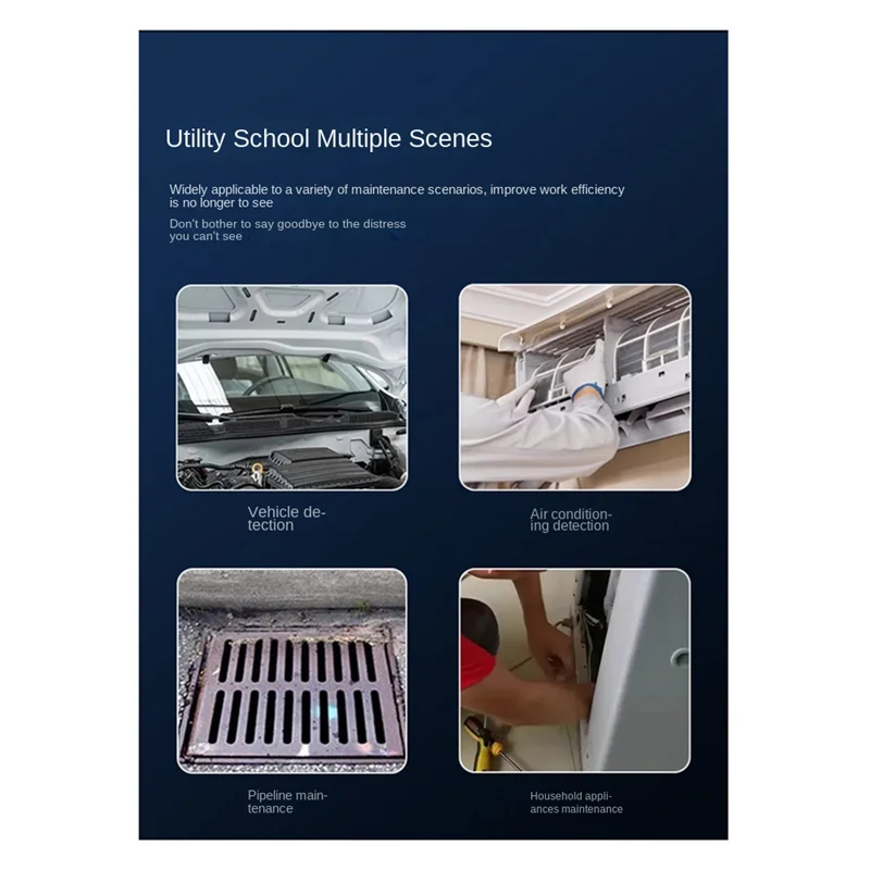 Câmera de inspeção endoscópica A21I, 8 luzes LED, cabo cobra à prova d'água IP67 compatível com ferramenta de inspeção doméstica e automotiva