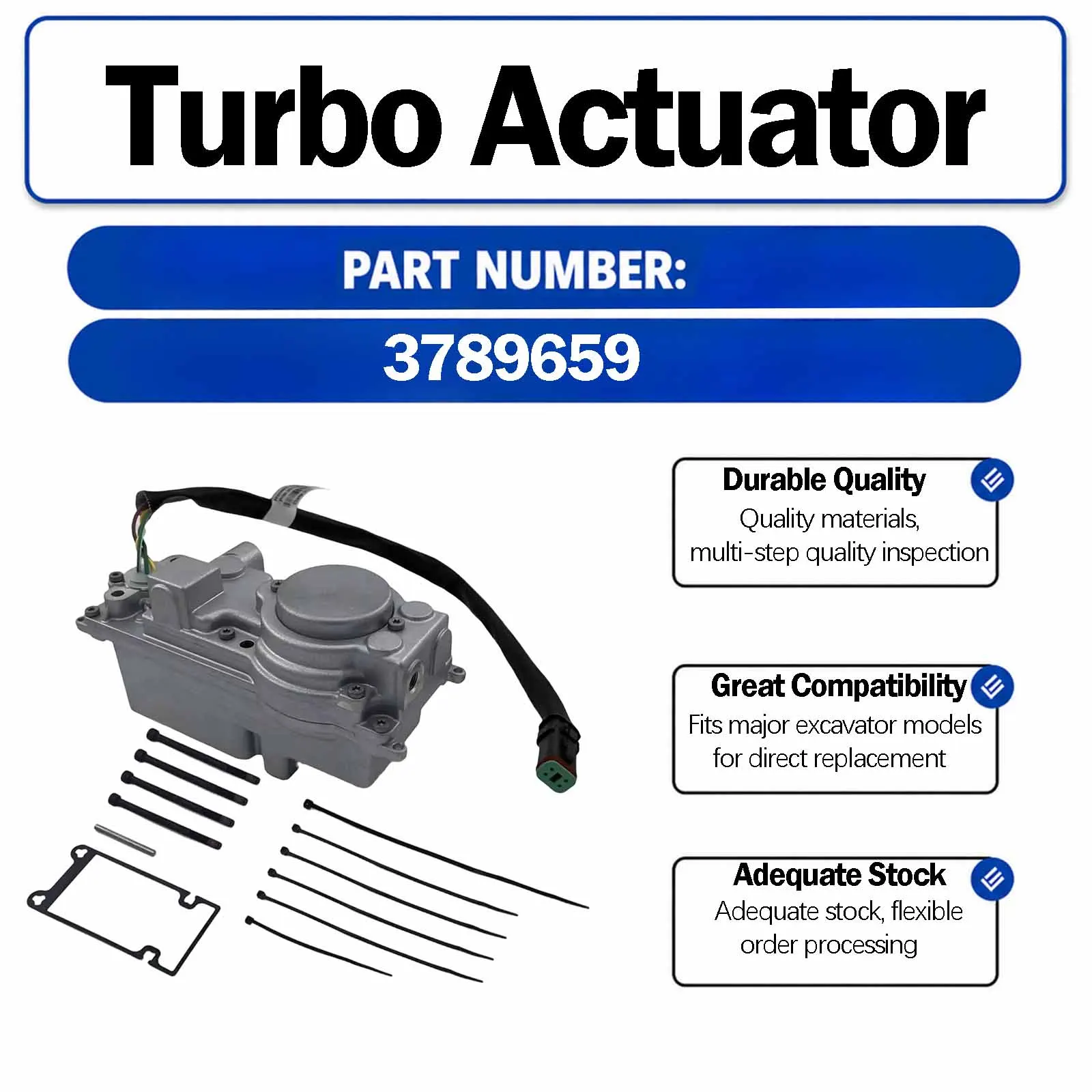 24V Turbo Eletronic Actuator 3789659 4034114H P-3789659 For Volvo Mack MD13 D13 13.0L Diesel Engine HE400/HE500 Series (With