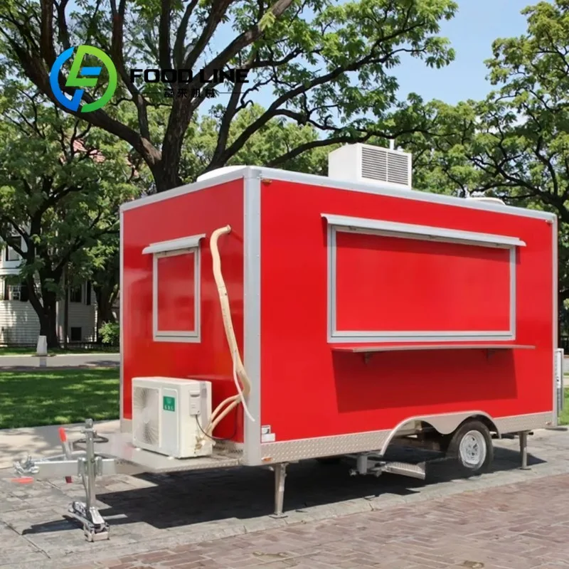 Food Truck Trailer French Standards Pizza Square Chicken Rotisserie Grill Bbq Turkey Food Trailer mit Küche