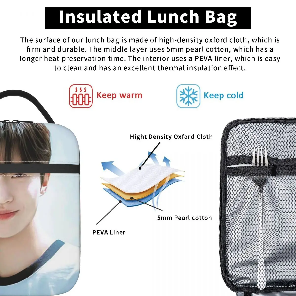 Lovely Runner K-Drama Byeon Woo Seok Insulated Lunch Bag for Women Kids Portable Food Boxes Thermal Lunch Box Tote