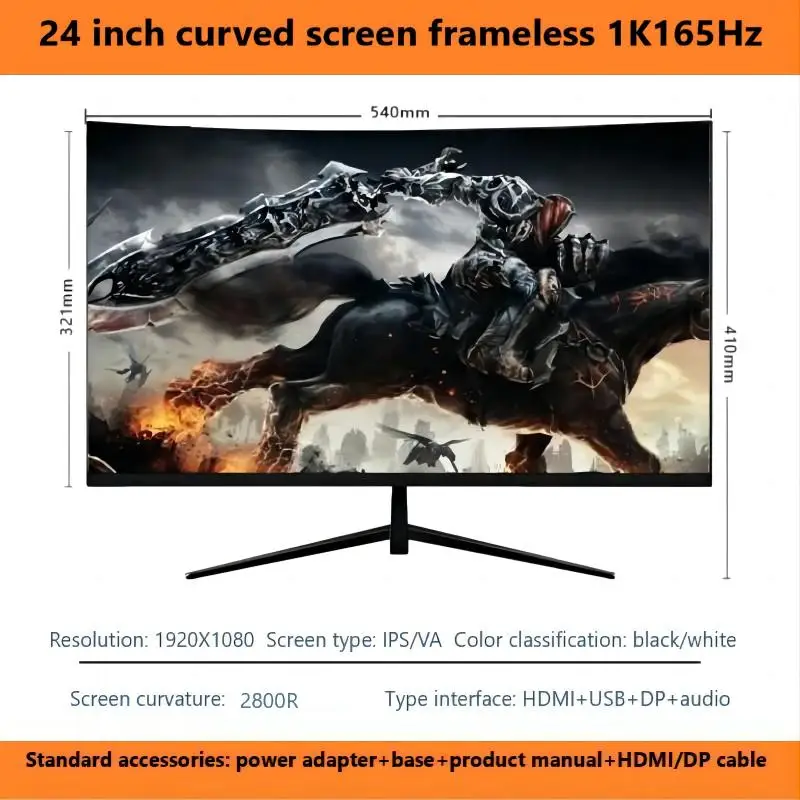 شاشة منحنية من CHUBAN للألعاب ، شاشة 24 بوصة ، 1K ، شاشة عالية الوضوح ، شاشة ضوء VA ، بشاشة * ay P ، صوت متوافق مع HDMI #6