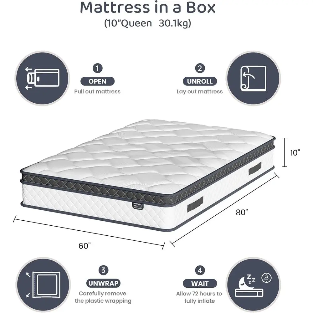 Queen Size Mattr,10 Inch Hybrid MattrIndividual ket Spring Multilayer Hybrid In A Box,Ergonomic,Medium irm Support Motion Ition,