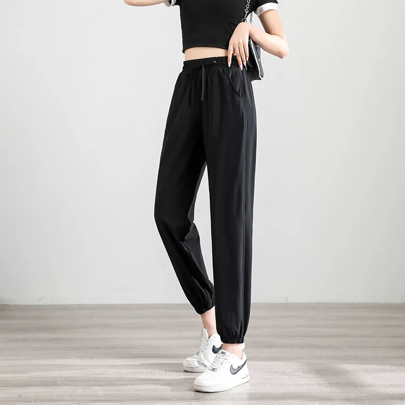 루즈핏 라지 사이즈 스포츠 팬츠 여성 여름 얇은 퀵 드라이 러닝 피트니스 팬츠 캐주얼 하이웨이스트 플러스 사이즈 3