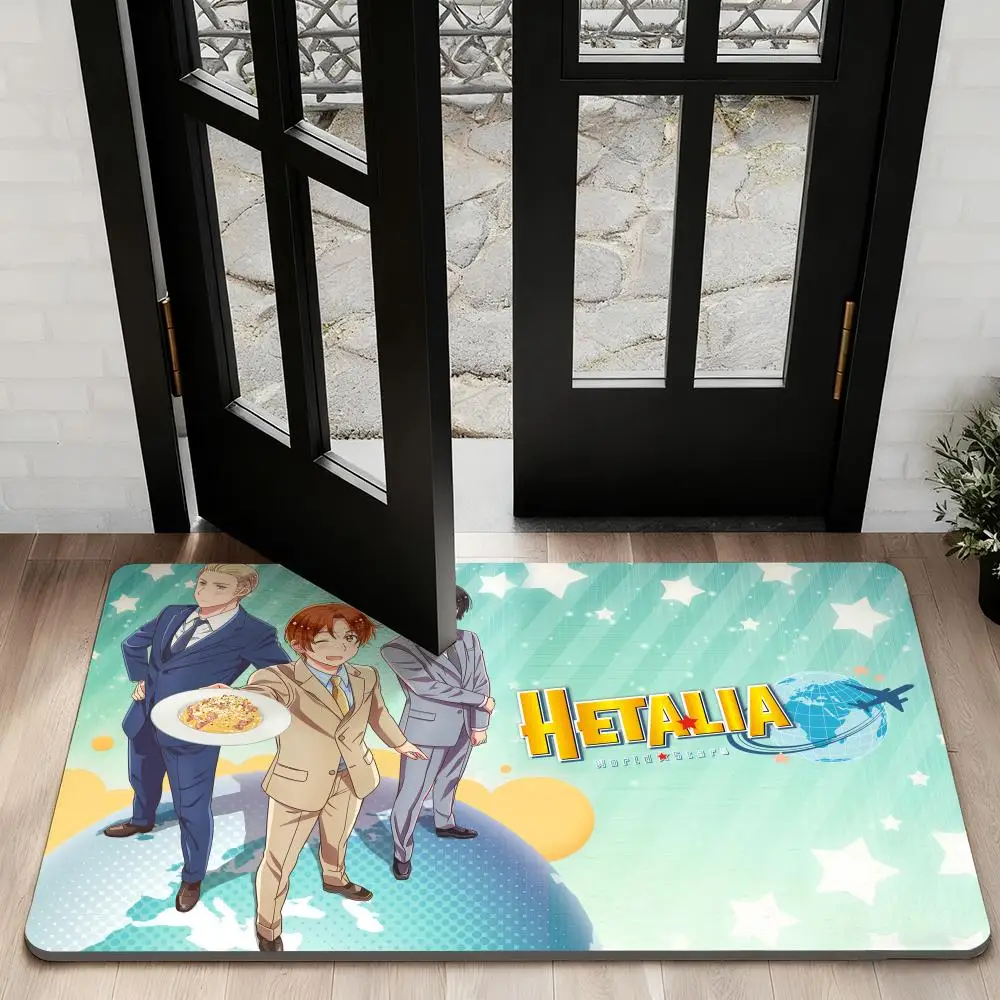 

H-Hetalia World S-Stars Floor Mat Diatom Bath Mat Absorbent Quick Dry Non-Slip TPR Backing Soft Plush Draining Rugs