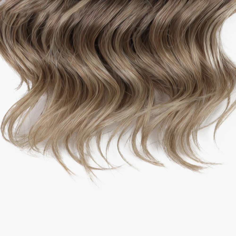Rambut sambungan kepang sintetis 16 inci Ombre pirang cokelat putih rambut keriting ikal ikal gelombang dalam rambut sambungan kepang gelombang air