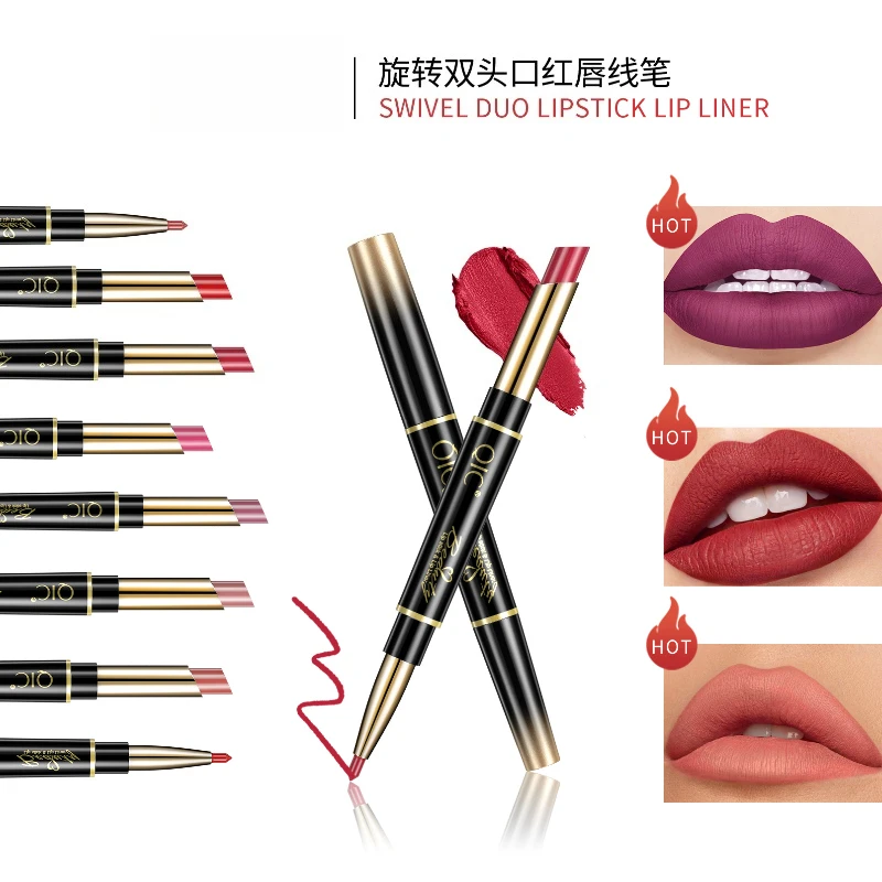 П®ма Б 1PC Delineador labial nude de ponta dupla e caneta batom - Maquiagem de longa duração para mulheres Cosméticos Beauty Make Up 