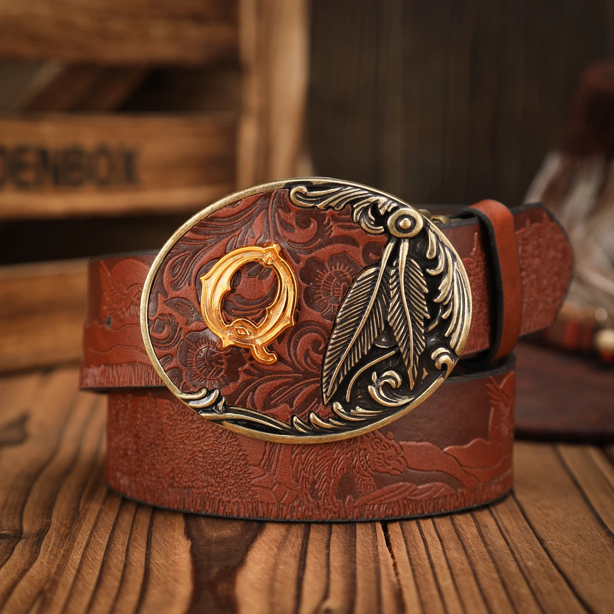Ein lässiger, individueller und retroartiger Gürtel, ein Kleidungsaccessoire im Western-Stil, Metallschnalle, PU-Gürtel, geeignet für sowohl Männer als auch Frauen – Detail 2