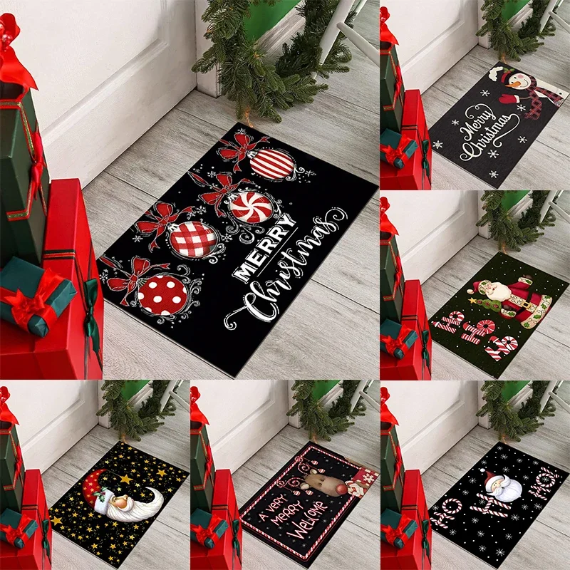 Merry Christmas Doormat Santa Claus Elk Snowman Carpet Entrance Doormat Home Living Room Bedroom Decor Rug