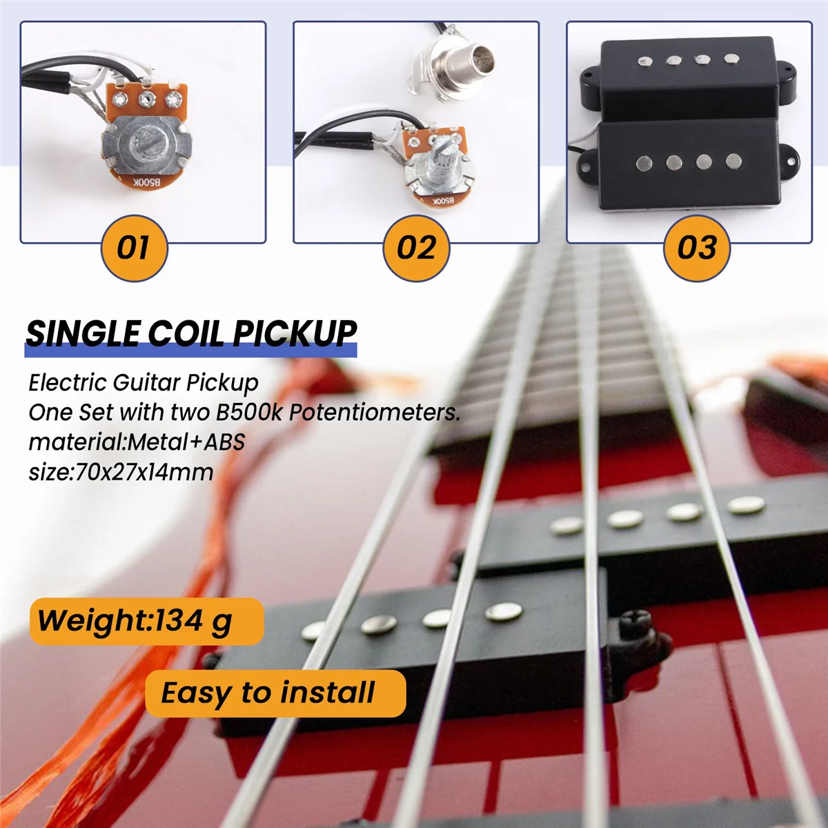 SMIEA Electric Guitar Pickup Wire Harness PB Bass 4-String Electric Guitar Neck and Bridge Pickups Set