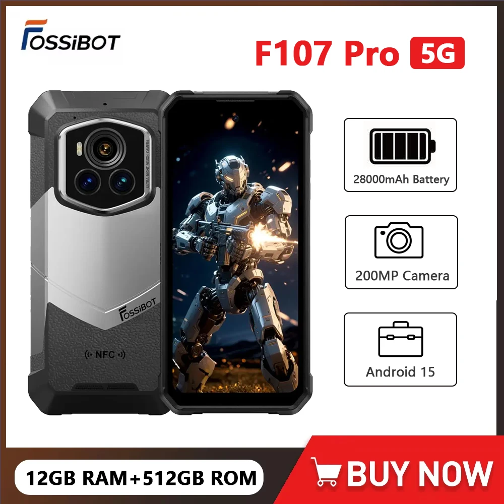 FOSSiBOT F107 PRO 5G Rugged Phone 28000mAh Starlight Night Version 12GB+512GB Mobile Phone NFC Face ID Smartphone Android 15