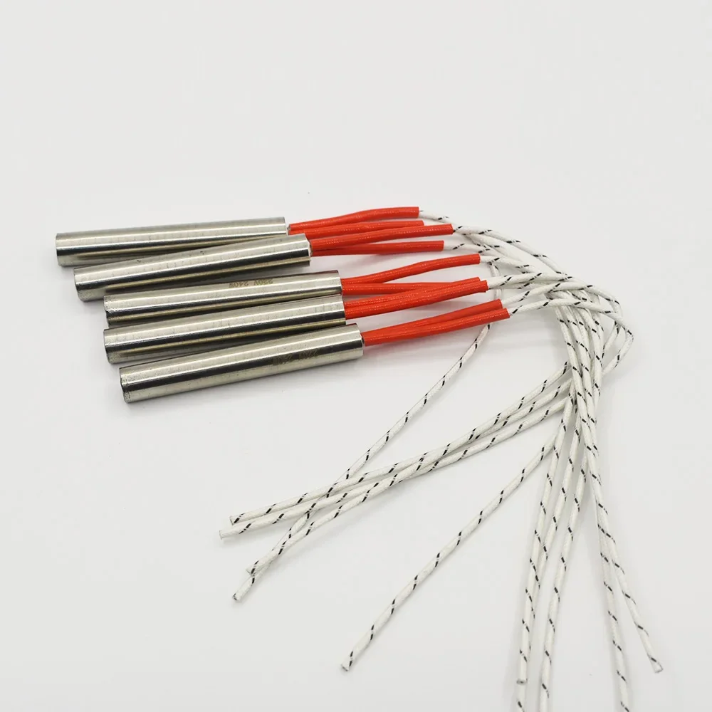 

5pcs Stainless Steel 220V 6mm Tube Diameter Mold Cartridge Heater 40-200mm Tube Length 80-300W Heating Element Custom Acceptted