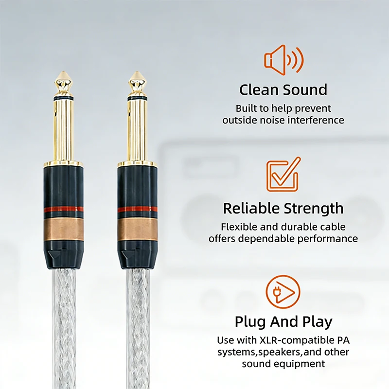 

6.35mm Mono Jack 1/4" TS Cable Unbalanced Guitar Patch Cords/Instrument Cable 6.35mm Instrument Cable