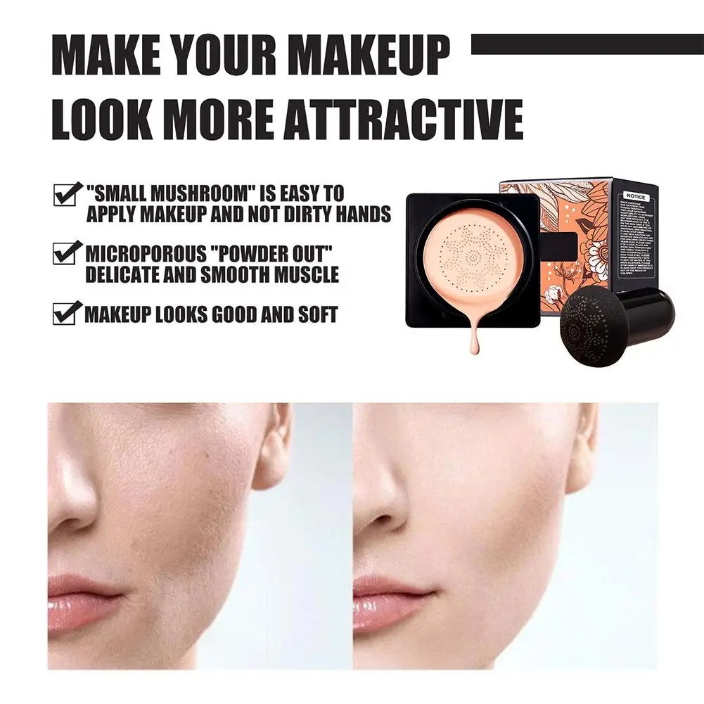 BB Cream Air Cushion Compact Make Up Foundation Concealer Cream for Face Cosmetics Makeup Mushroom Head Puff