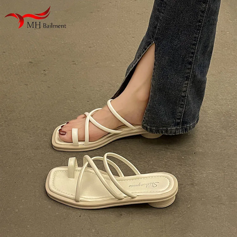 2023 Platform Women Slipper Fashion Narrow Band Ladies Summer Outdoor Beach Flip Flops Wedges Heel Slides Ladies Sandal Shoes