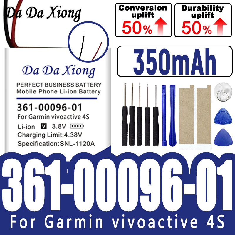 Brand-New 350mAh GPS 361-00096-01 Watch Battery for Garmin vivoactive 4S Batteries+ Tools