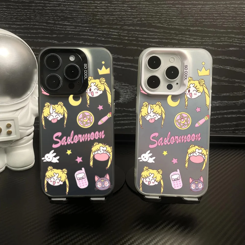 

1 шт. милый чехол для телефона S-Sailor-Moon IMD цвет серебристый корпус для IPhone 16 15 14 13 12 11 Pro Max Plus