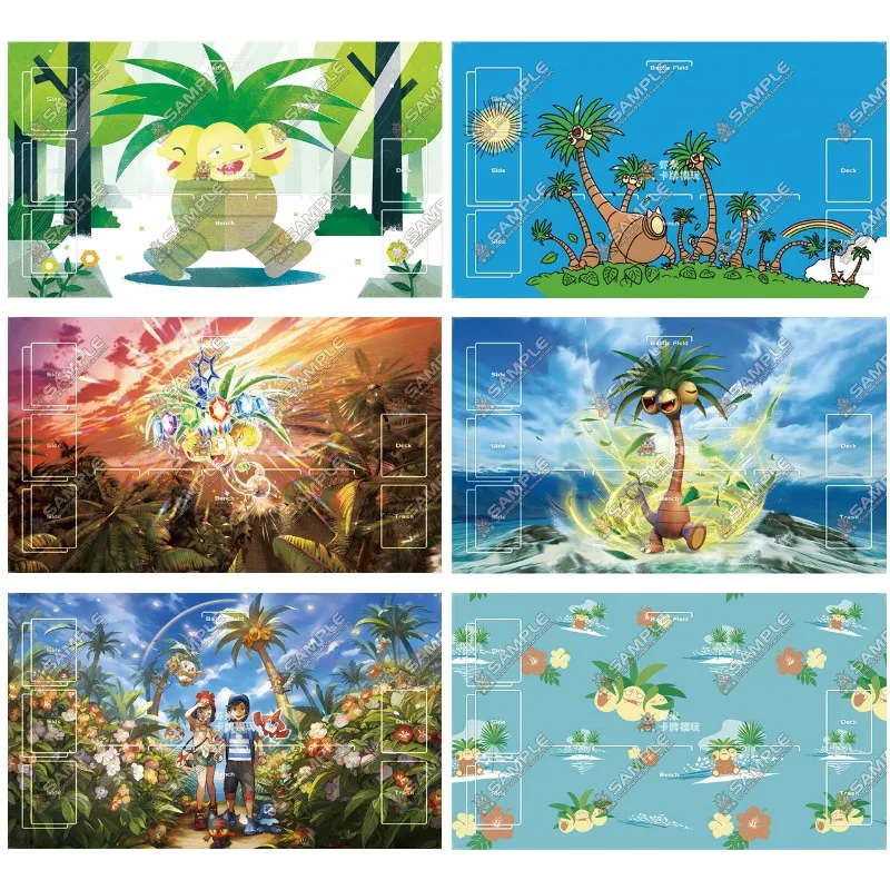 

PTCG Exeggutor Series 600x350mm Trading Card Playmat WCS2024 Exeggutor 2mmStitched Edge Card Grid Single Rubber Board Game Mat