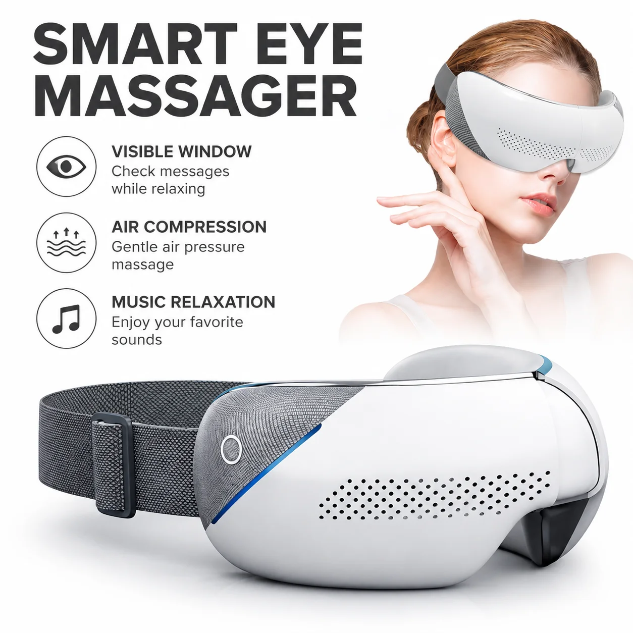 Visible Eye Massager Smart Eye Mask with Air Compression Massage Foldable Portable Eye Relaxation Device for Women Men Gift