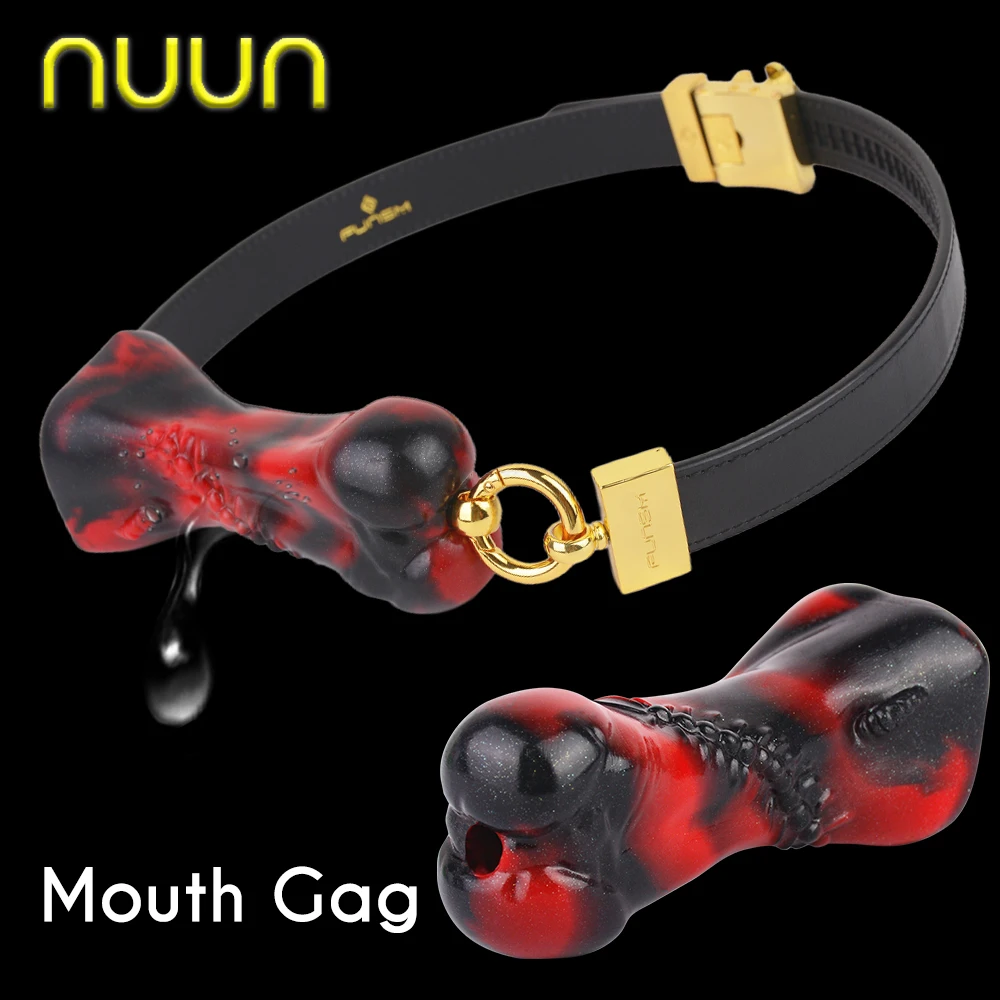 

NUUN Dog Bone Silicone Mouth Plug Play Oral Fixation Drooling Mouth Gag with Adjustable Belt BDSM Couple Toys for Adult Foreplay