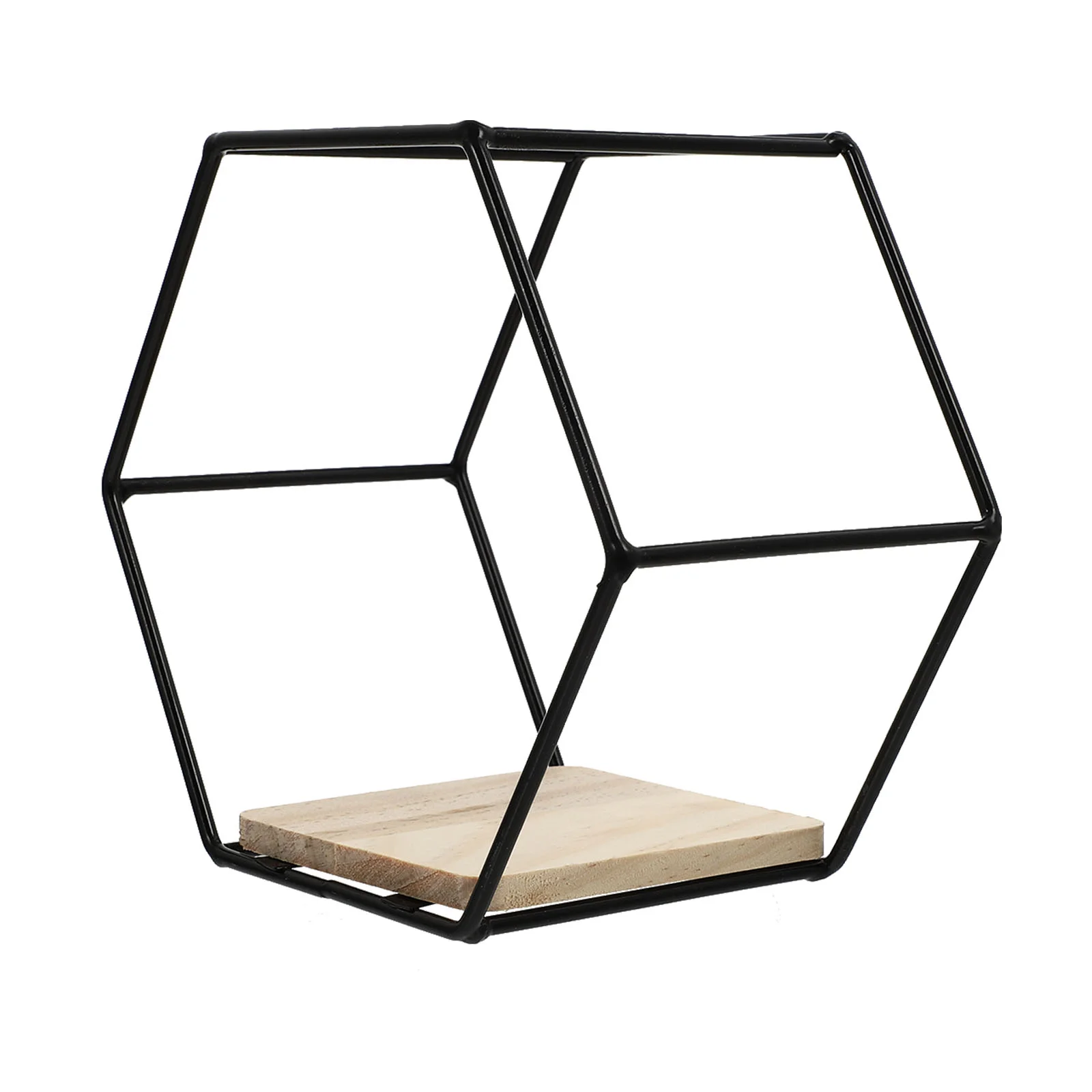 

Storage Rack Hexagonal Boho Decor Wall Mounted Bookshelves Wood Multifunctional Hanging