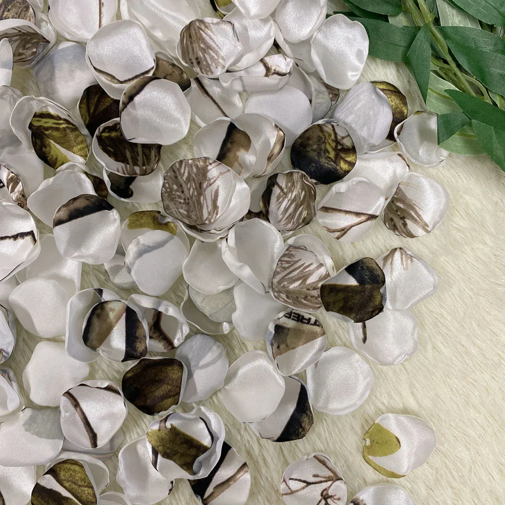 

100 шт. камуфляжные лепестки роз, свадебные аксессуары, украшение для домашнего стола, декоративные лепестки в виде корзины для свадьбы