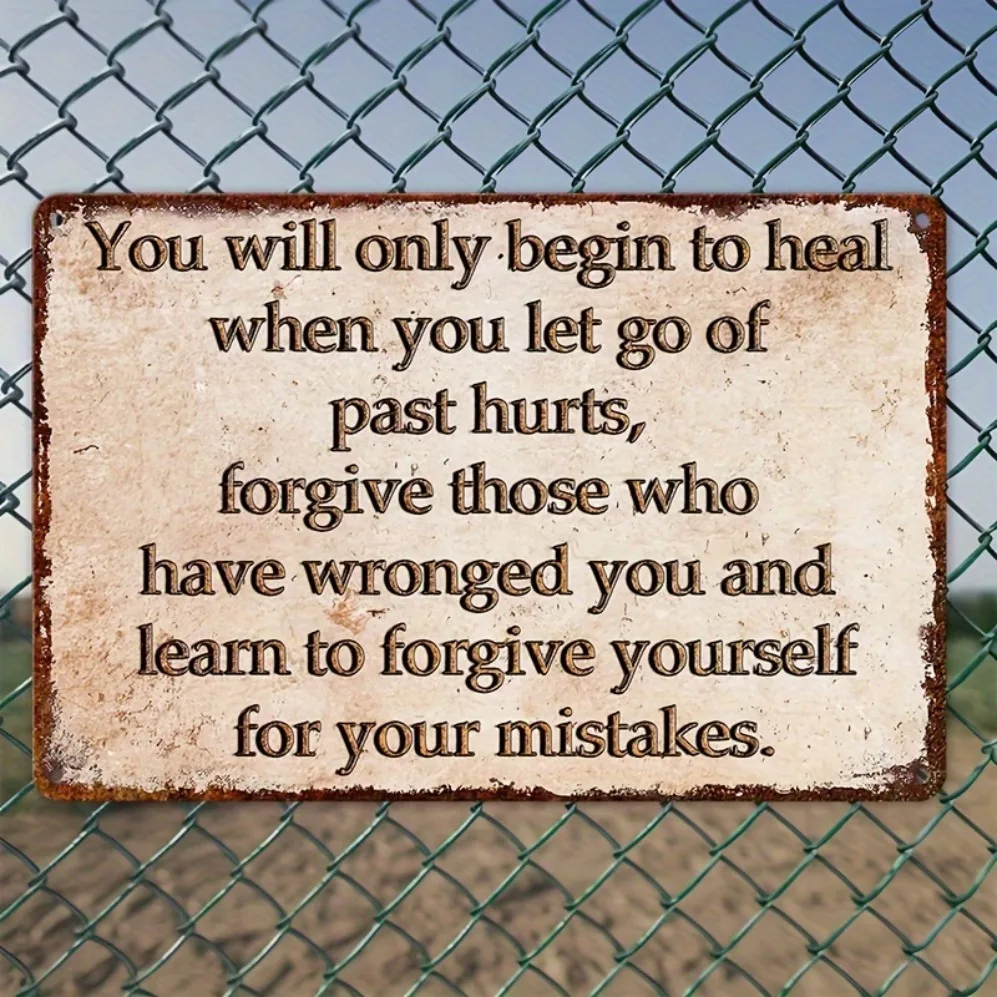 „Lustiges „Let Go of the Past“-Vintage-Metallschild – wasserdicht, für Bars, Garagen und Männerhöhlen“