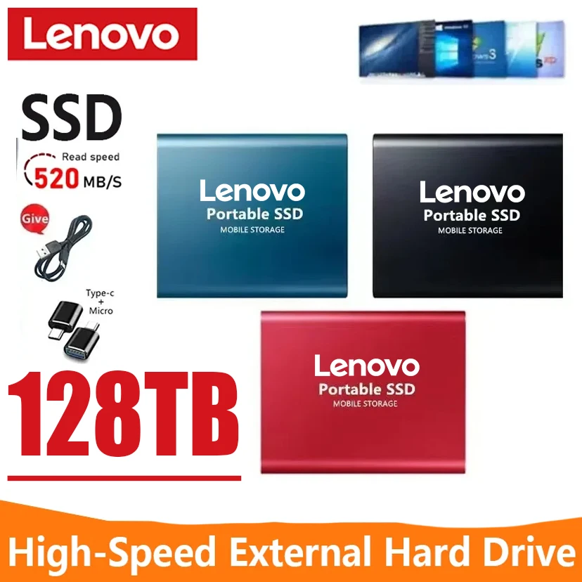 

Lenovo Portable 1tb External Hard Drive High Speed External SSD Mini Hard Disks 1tb Solid State Hard Drive for Laptop/PC/ IPad ﻿
