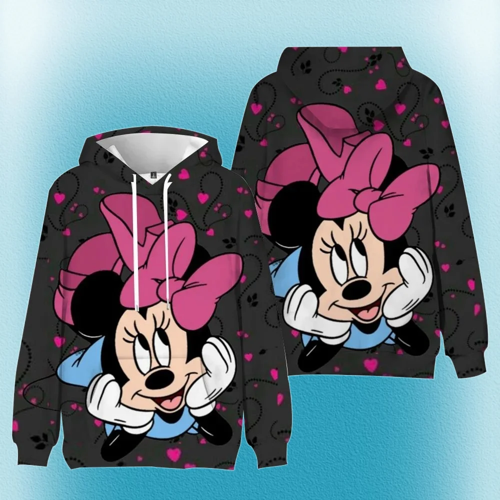 

2025 Women Sweatshirt Jacket Clothes Hoodies Women's Pockets Long Sleeve Pullovers Disney Minnie Mickey Mouse Female Tops