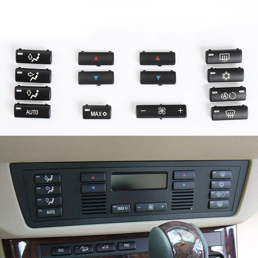 Car Dashboard Climate Control Air Conditioning Switch Button Covers Button Keys For 1995-2002 BMW 5 Series E39 1996-2006 X5 E53 - view 2