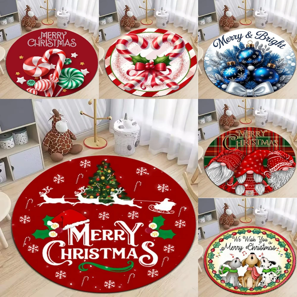 Weihnachten Ornamente Kreis Teppich Wohnzimmer Dekor Sofa Teppich Frohe Weihnachten Santa Rudolph Reiten Home Matte Festival Event Teppich