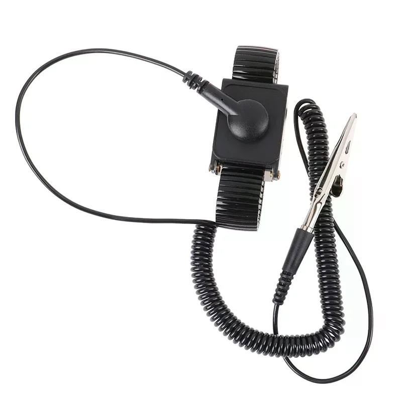 حزام معصم مضاد للكهرباء الساكنة، حزام تفريغ قابل للتعديل ESD، سوار معدني أرضي #5