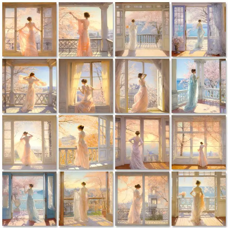 

GATYZTORY 60x75cm Painting By Numbers Kits Woman by the Window Oil Paints Acrylic Cnavas Home Bedroom Wall Artcraft Picture