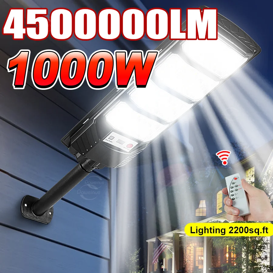 

4500000LM Newest Outdoor Solar Lamp 1000W Super Bright LED Solar Light With Motion Sensor IP67 Solar Street Garden Light