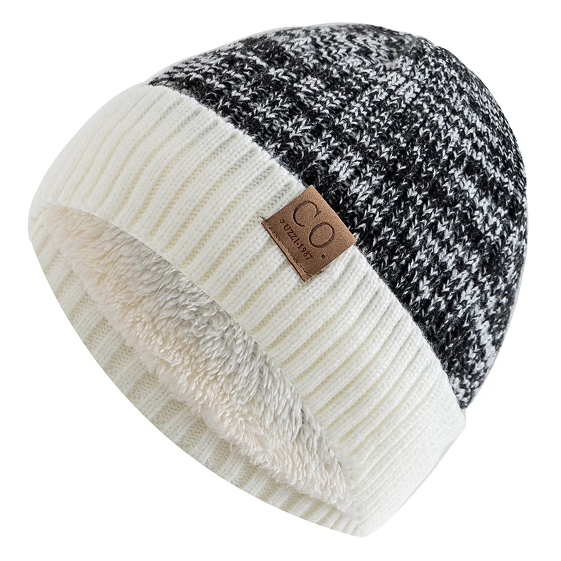 New Unisex Two-Tone Winter Hats Add Fur Lined Men And Women 