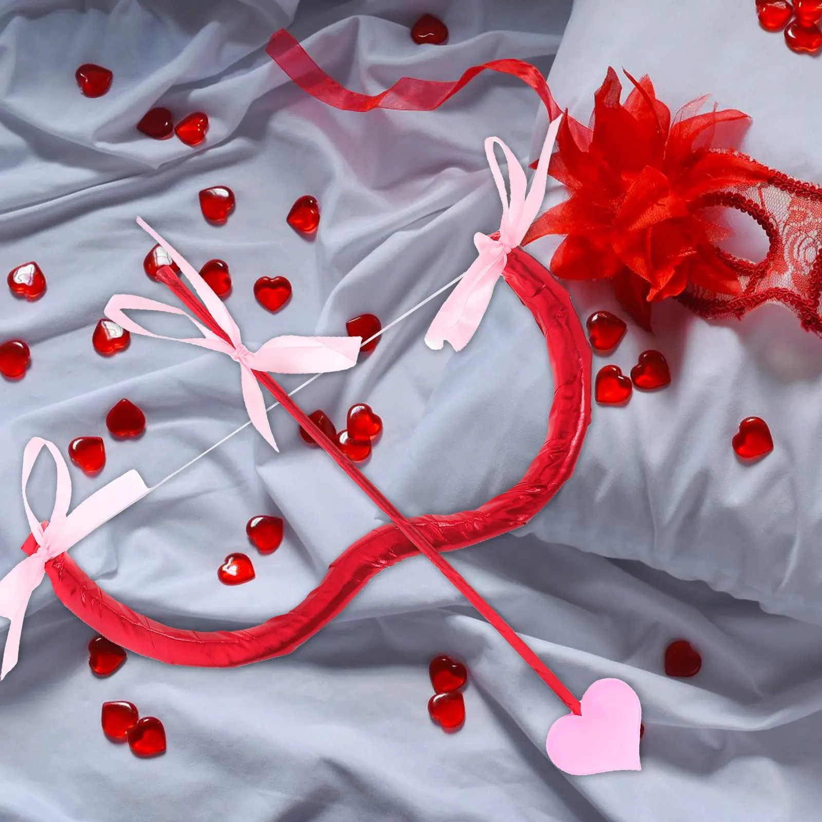 

1Set Cupid Bow Arrow Costume Prop Lightweight Shiny Valentine Party Accessories Kids Women Photo Booth Cosplay