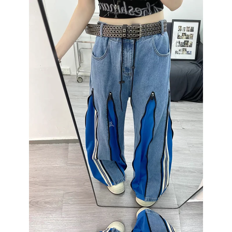 YIBASHU الشتاء المرأة الدنيم السراويل اليابانية Y2K 2000s واسعة تناسب فضفاض أمي الجينز الجرونج Harajuku كاوبوي جينز مكدسة عالية الجودة