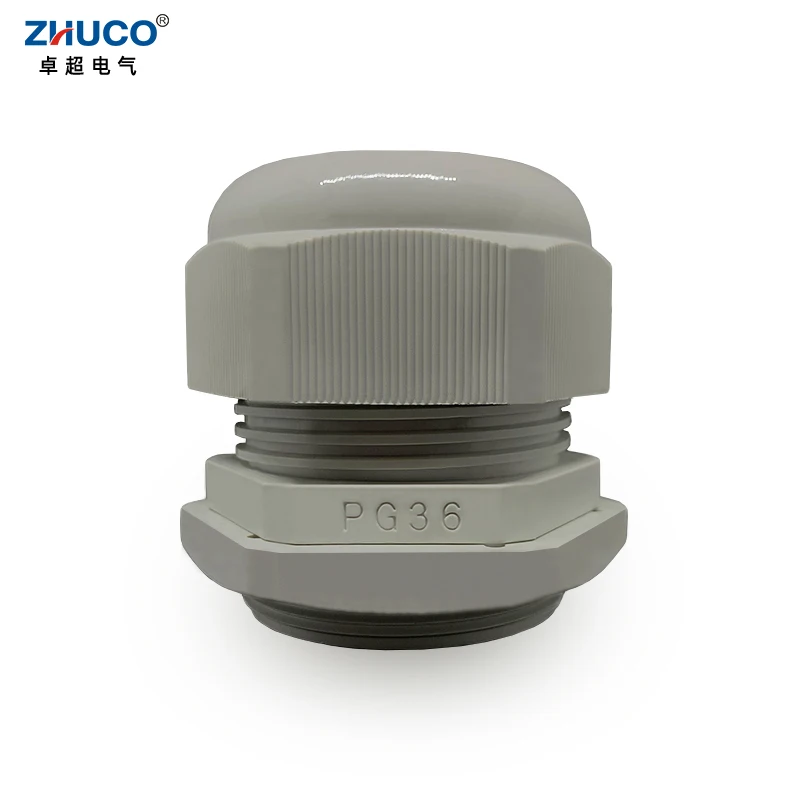 ZHUCO 10Pcs PG36 Nylon Plastic IP68 Waterproof Adjustable Cable Cord Connector Grey Cable Cover Nylon Gland with Rubber Gasket