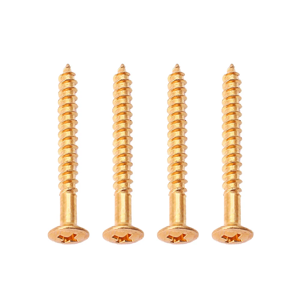 

4Pcs Guitar Neck Plate Screws Gold Durable Metal Long Service Life Easy Install Accessories Guitar Neck Plate Screws