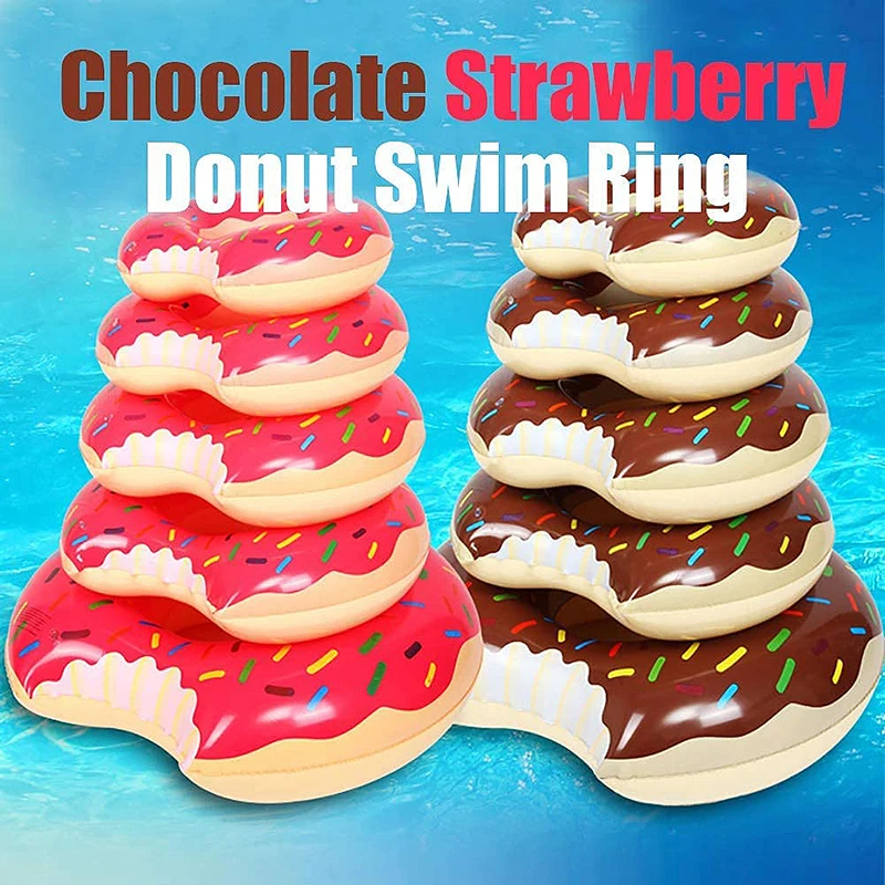 1pcs New Arrival PVC Inflatable Adult Kids Donut Swimming Ring Water Sports Beach Inflatable Floating Swimming Ring