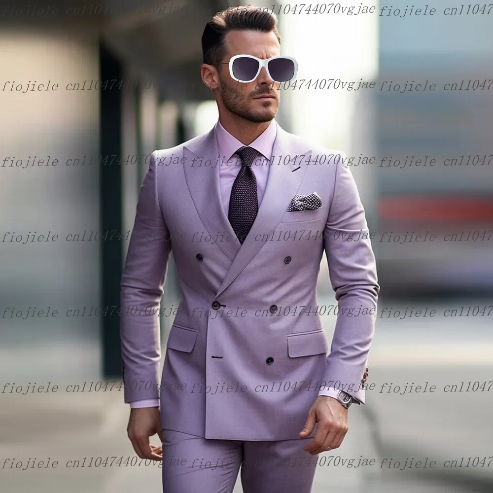 

Customized Lavender Men Suit Formal Occasion Wedding Party Groom Groomsman Business Prom Male Tuxedos 2 Piece Set Jacket Pants