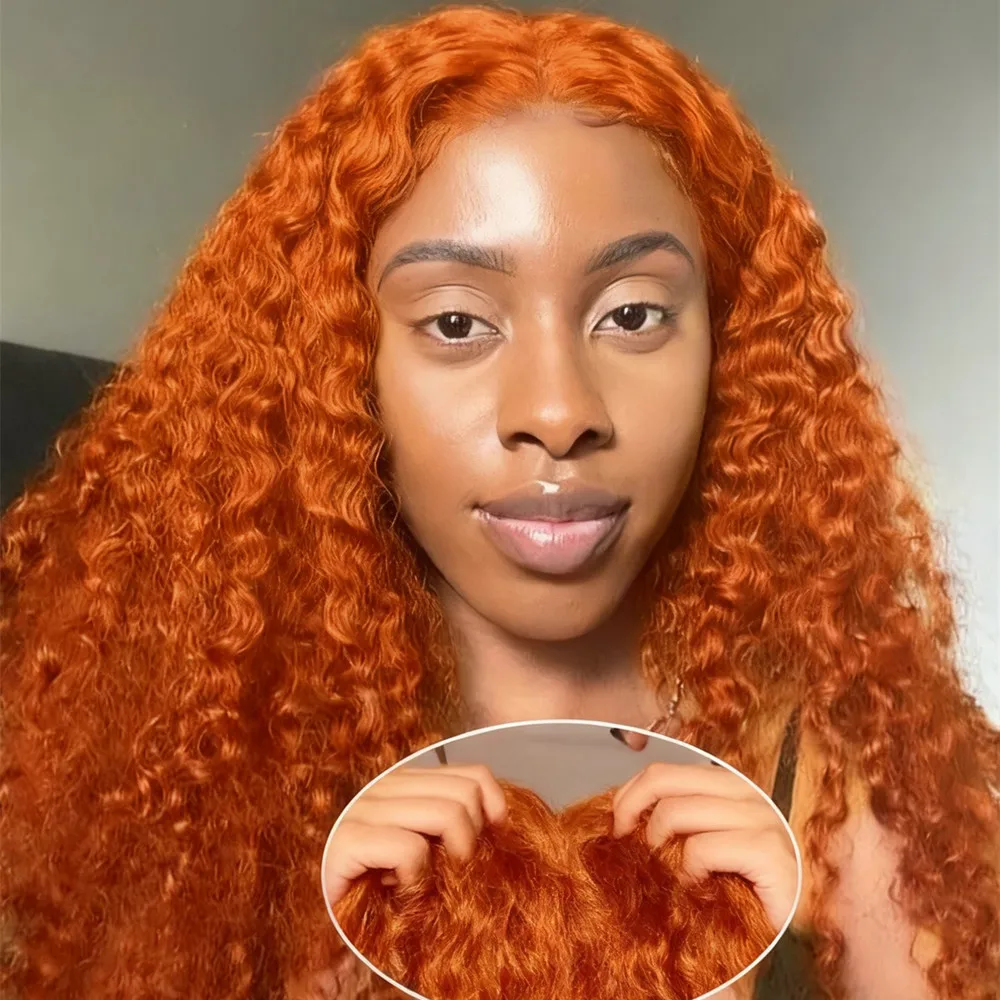 باروكة من شعر بشري مجعد طويل 13 × 4 زنجبيل 350 لون بوب باروكة من شعر طبيعي باروكة من الدانتيل للنساء للاستخدام اليومي للحفلات