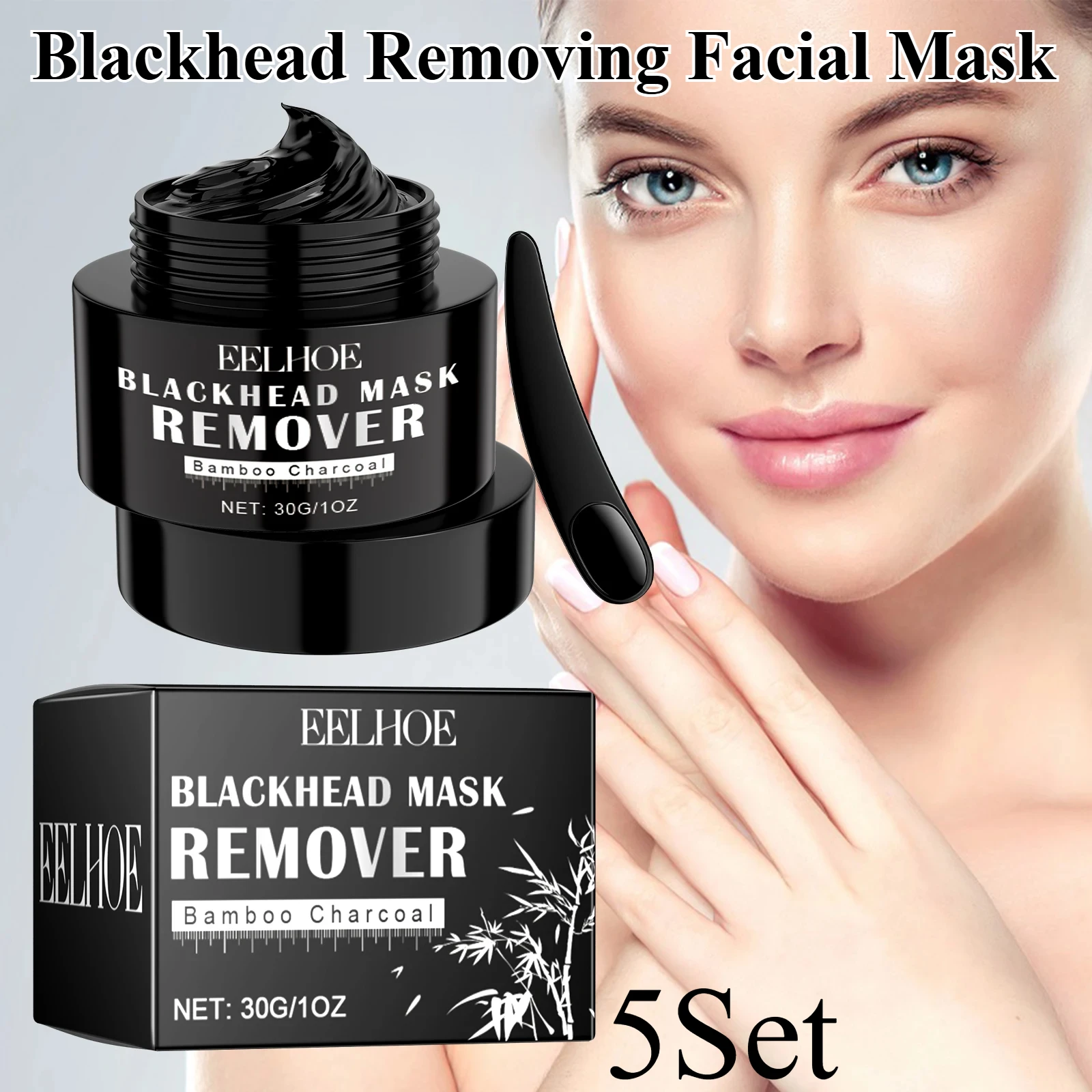 5Pcs Pore Cleansing Mask Blackhead Remover,Deep Cleansing Blackhead Shrinking Pores,Facial Balancing Oil and Improving Acne Mask