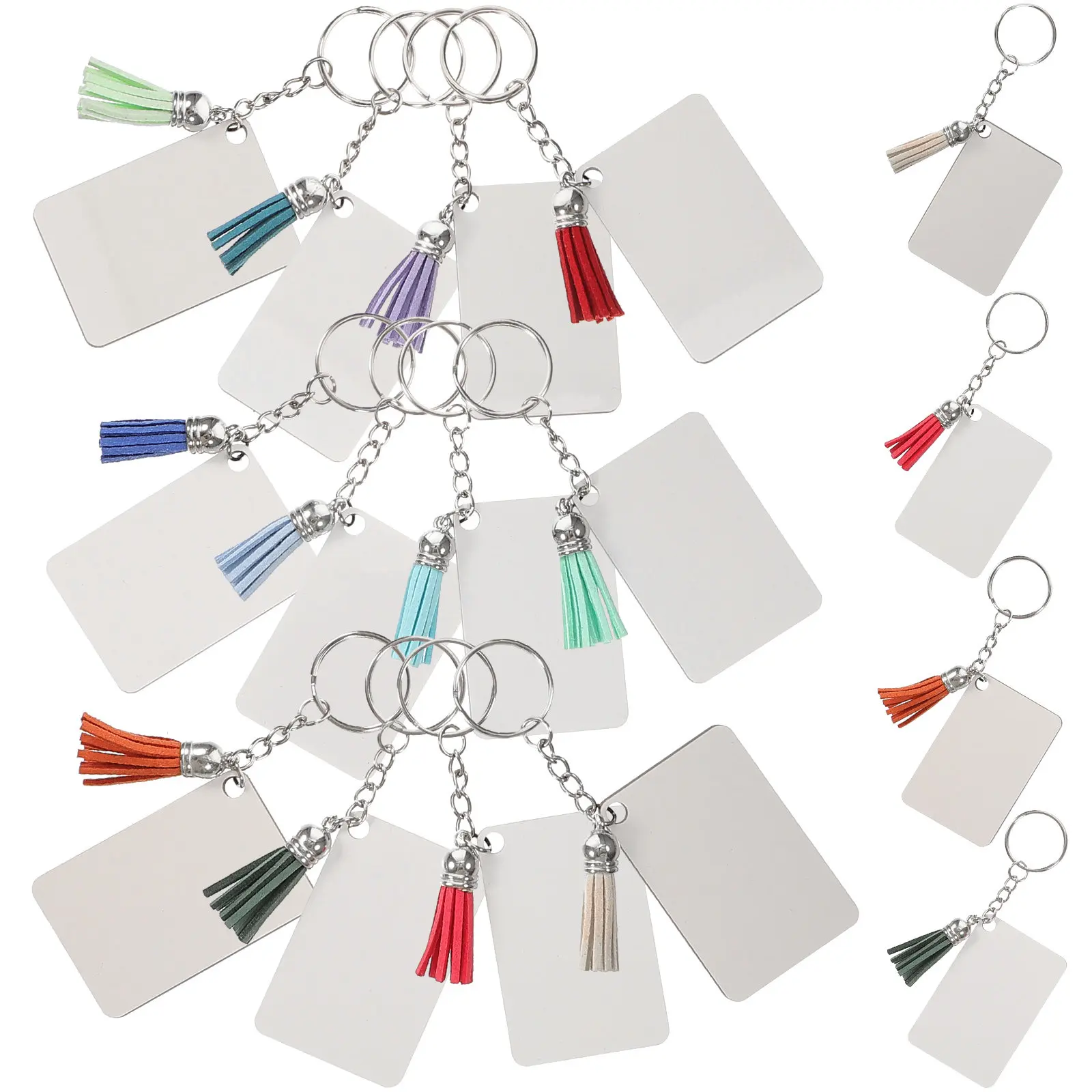 20pcs Keychain Blanks for Heat Transfer Sublimation DIY Craft – Custom Photo Art Tassel Pendants & Accessories