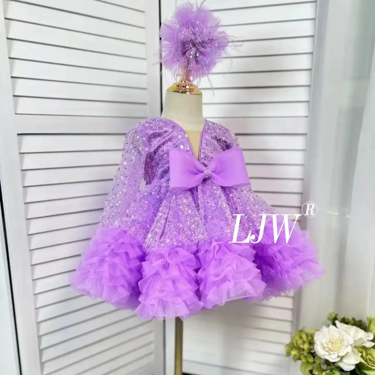 

1-15Y elegant Flower Girl dress for girlsV-neck sequins First Communion Birthday Wedding Kids Girls Pageant Evening Children's
